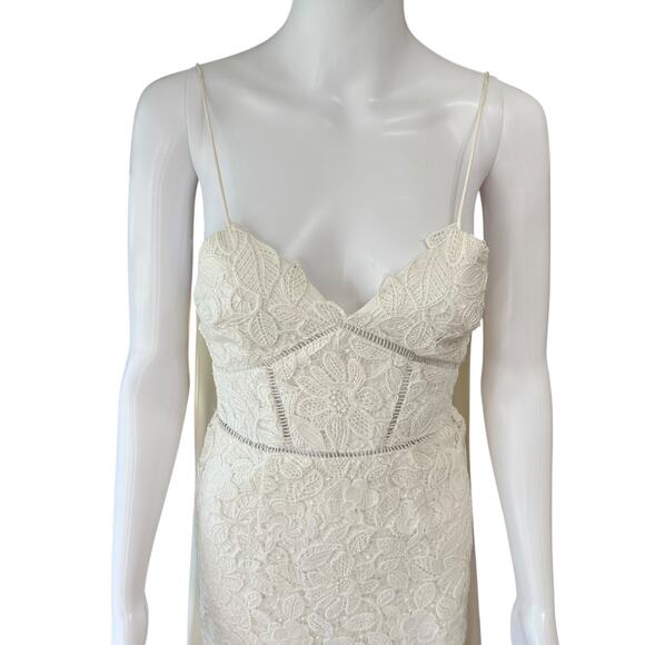 Self Portrait Womens Wedding Bridal Gown Dress Size 0 White Floral Lace Train - Picture 4 of 16